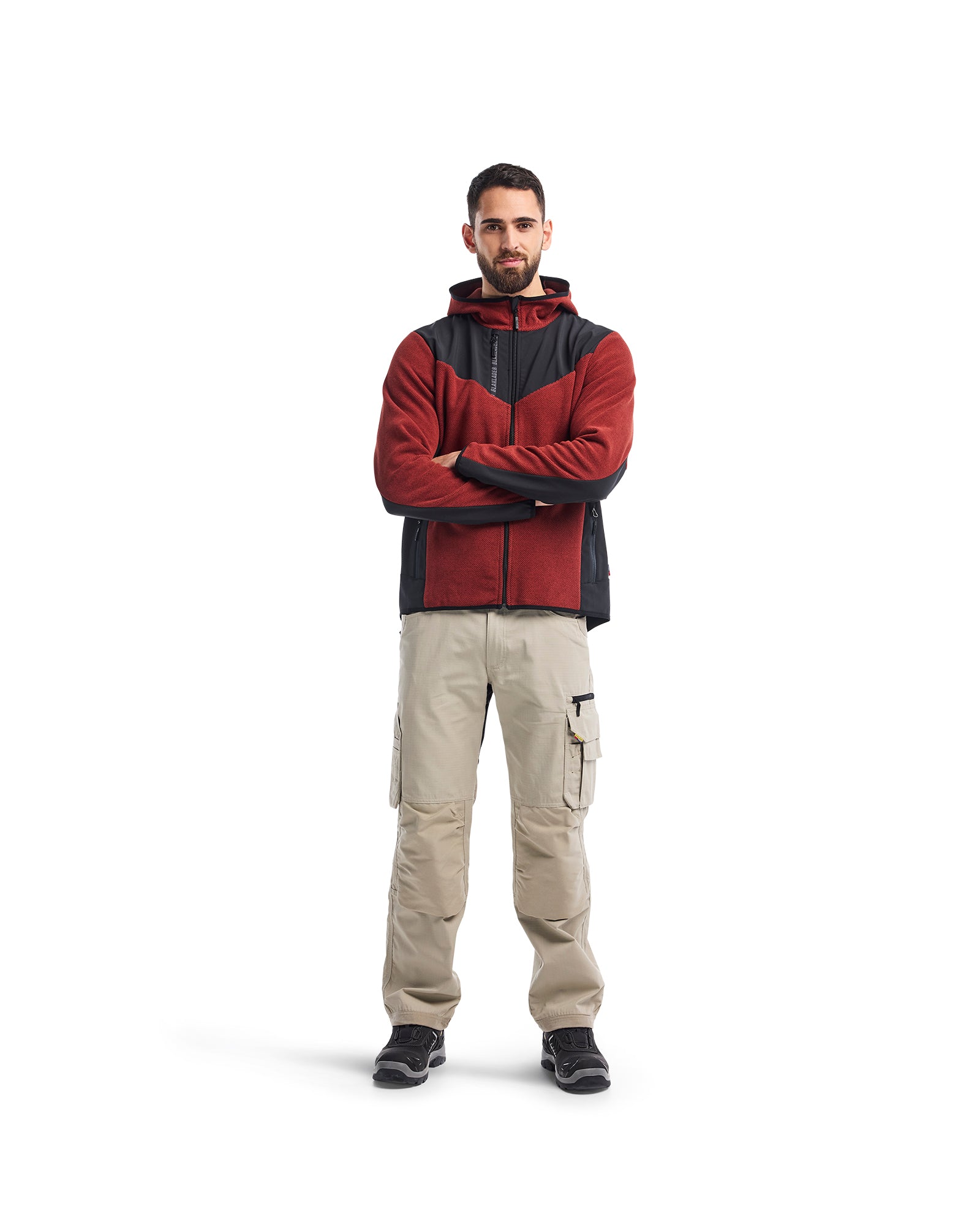 MANTEAU POLAIRE EN TRICOT - Rouge ardent/Noir