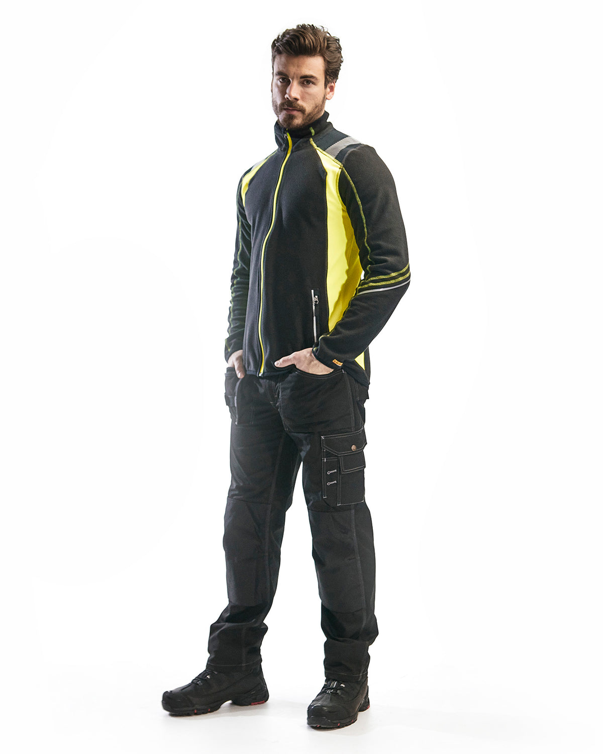 VESTE EN MICROMOLLETON - Noir/Jaune