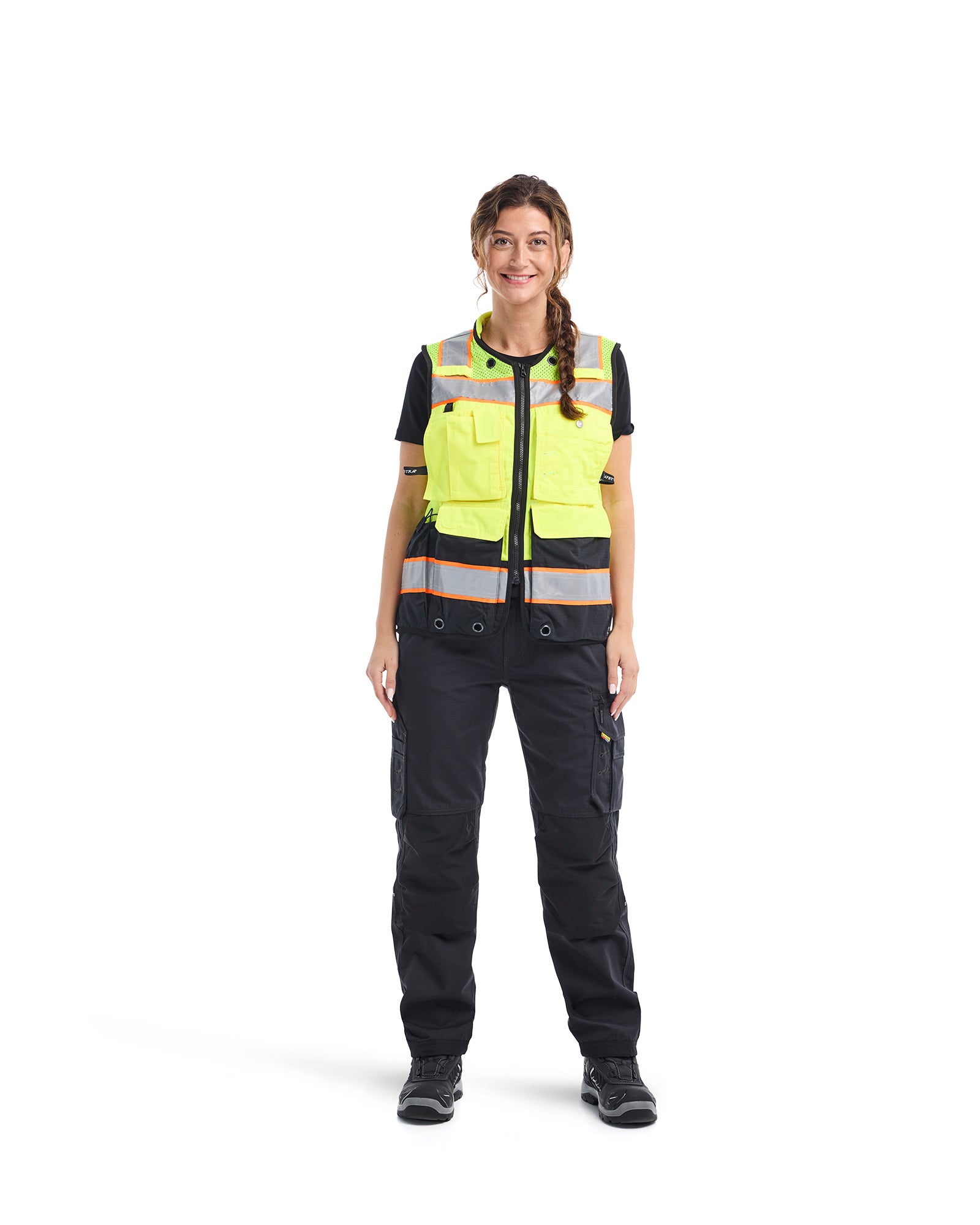 VESTE HAUTE-VISIBILITÉ POUR FEMMES - Jaune haute-visibilité/Noir
