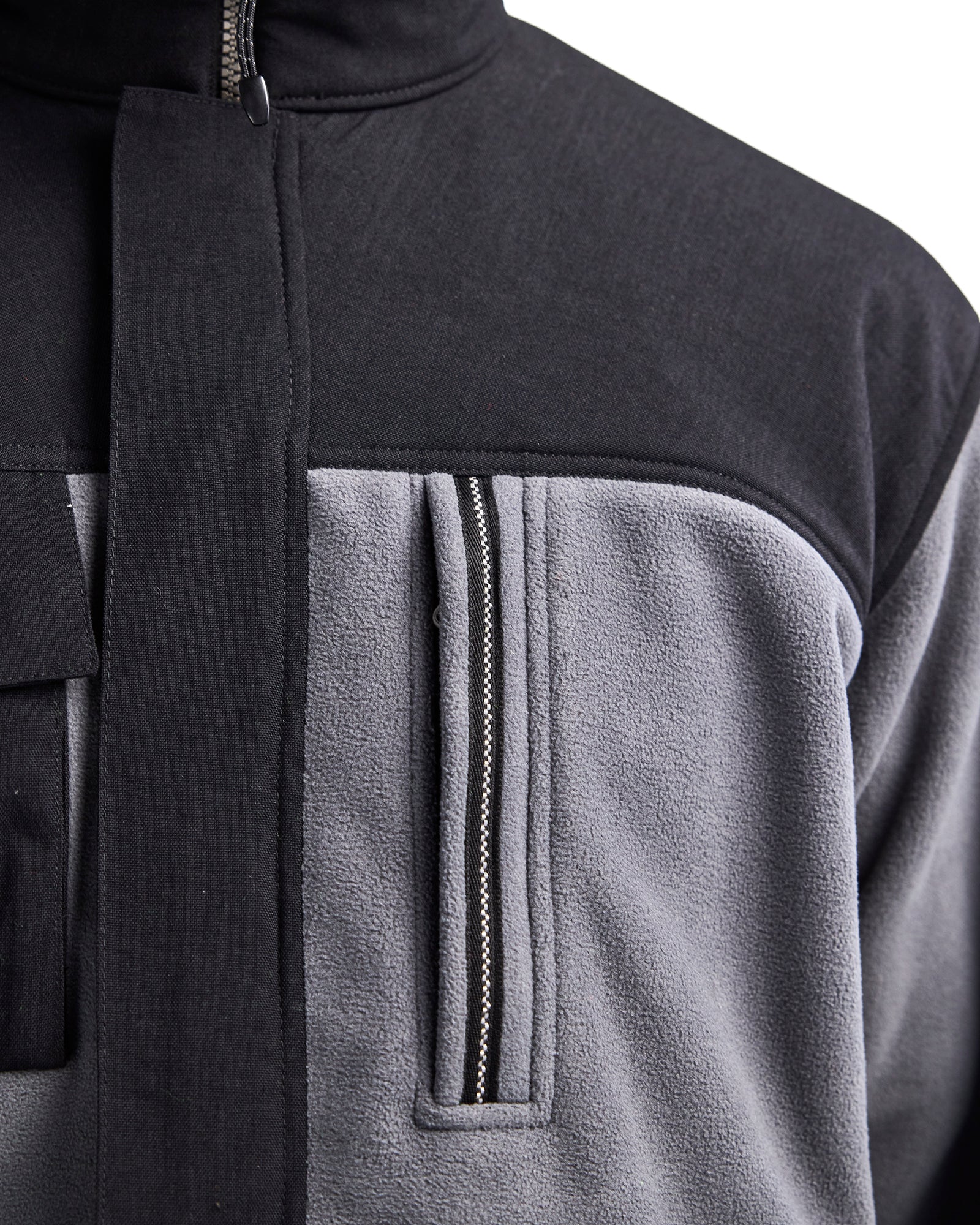 VESTE EN MOLLETON À DOUBLE POIGNETS - Gris/Noir