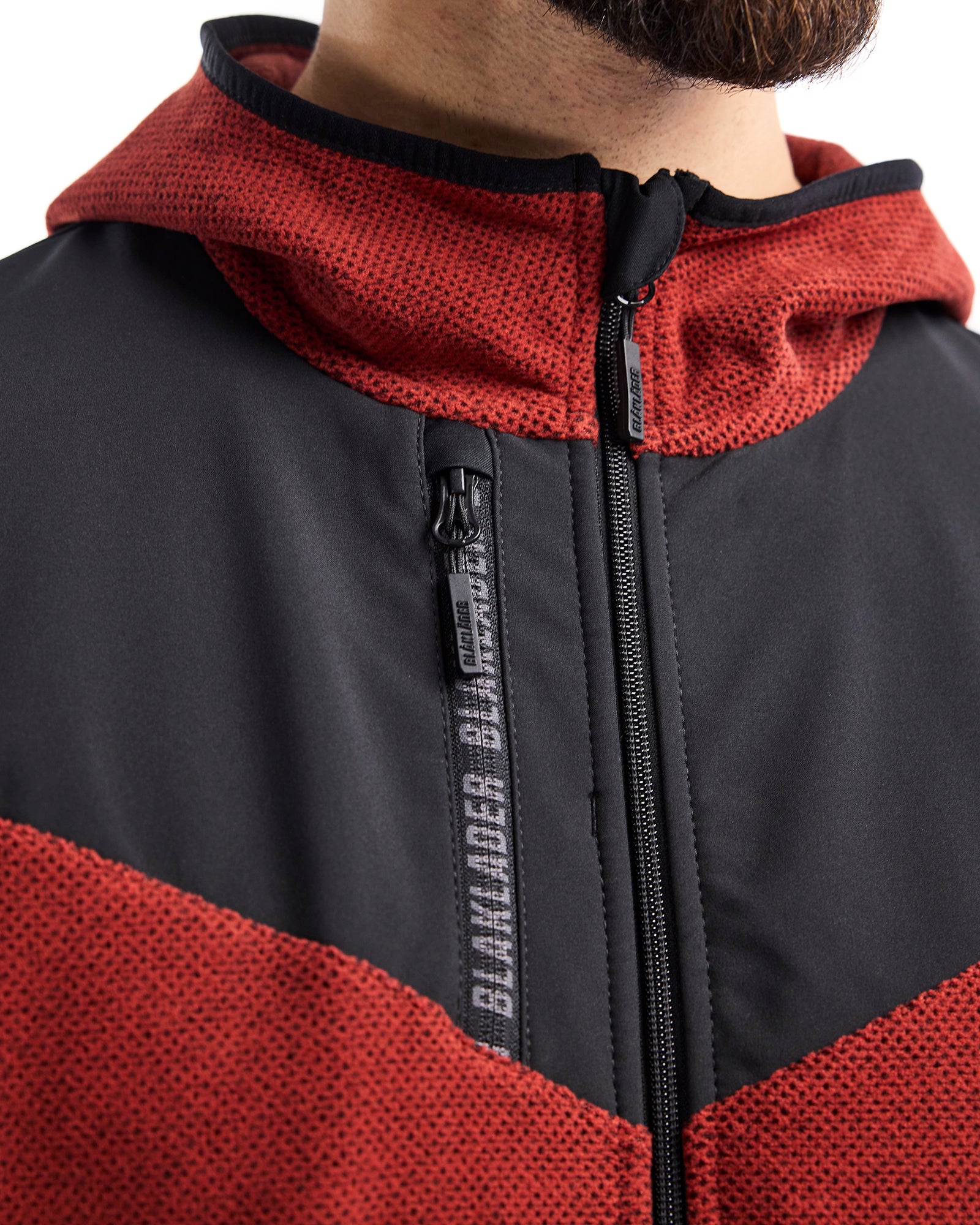 MANTEAU POLAIRE EN TRICOT - Rouge ardent/Noir