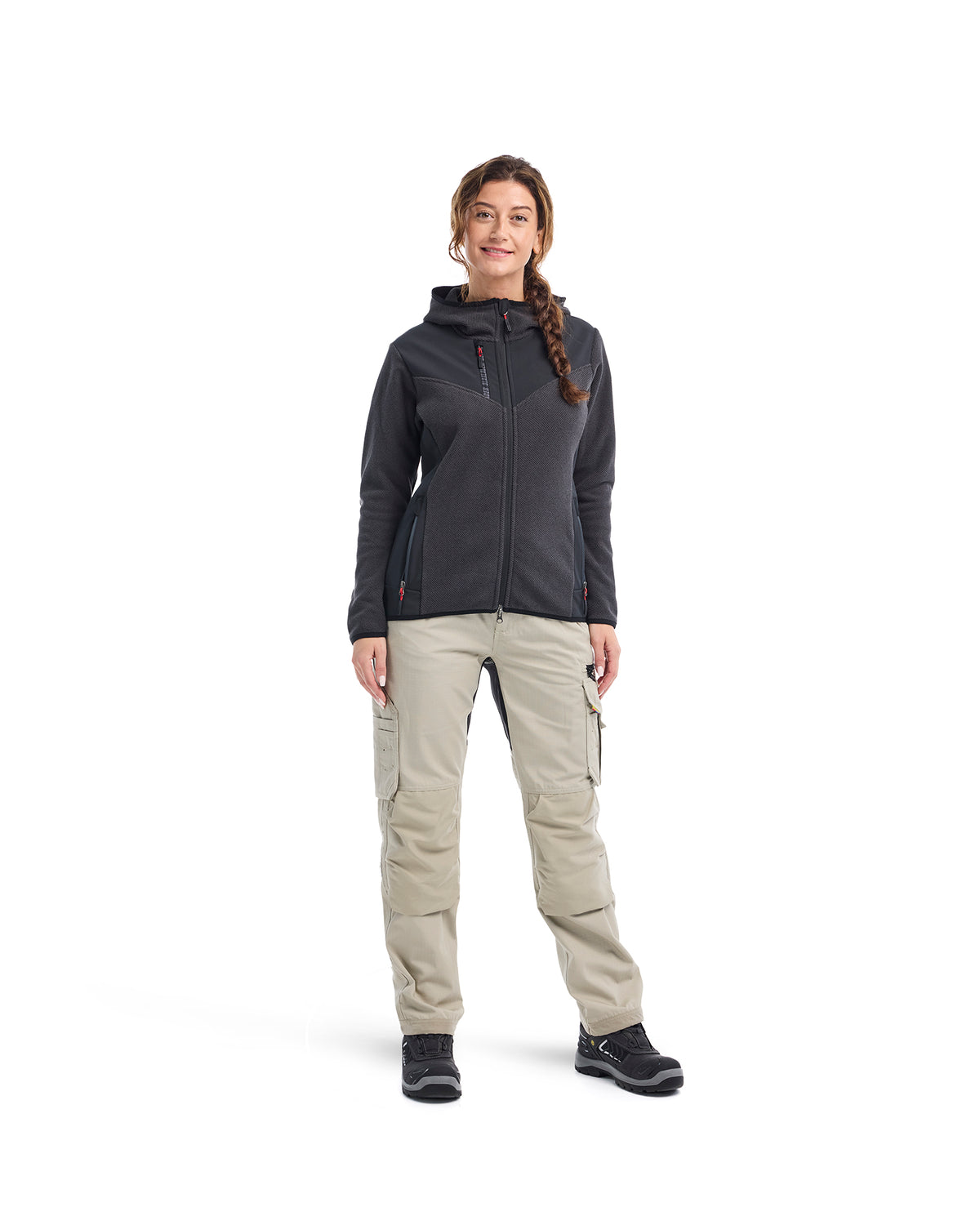 VEST POLAIRE TRICOTÉ POUR FEMMES - Gris Fonce/Noir