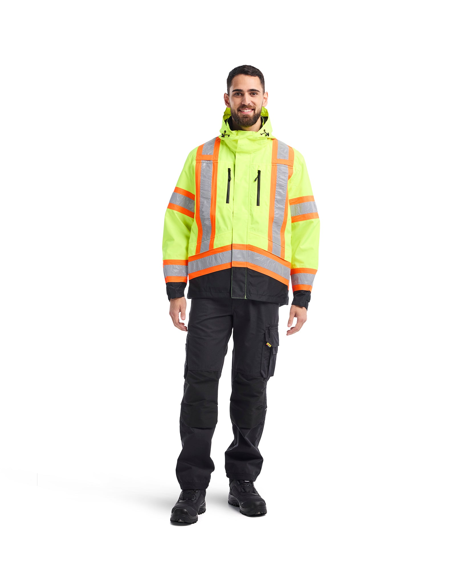 MANTEAU COQUILLE HAUTE-VISIBILITÉ - Jaune haute-visibilité/Noir