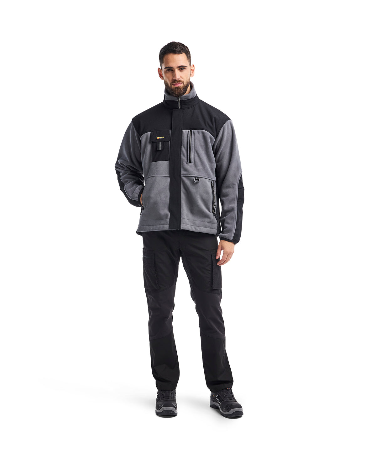 VESTE EN MOLLETON À DOUBLE POIGNETS - Gris/Noir