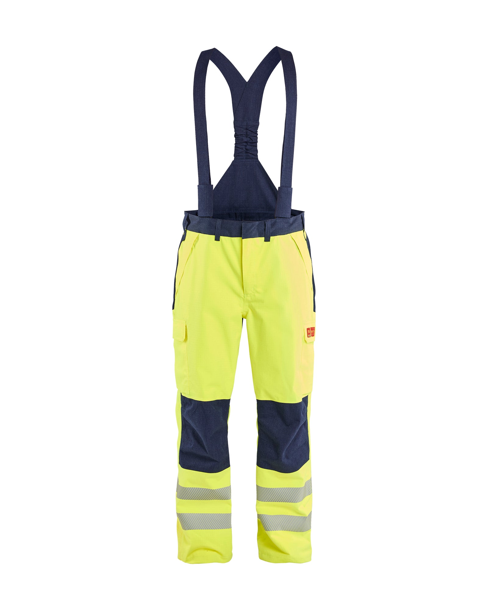 Pantalon coquille multinorme - Jaune fluo/Marine