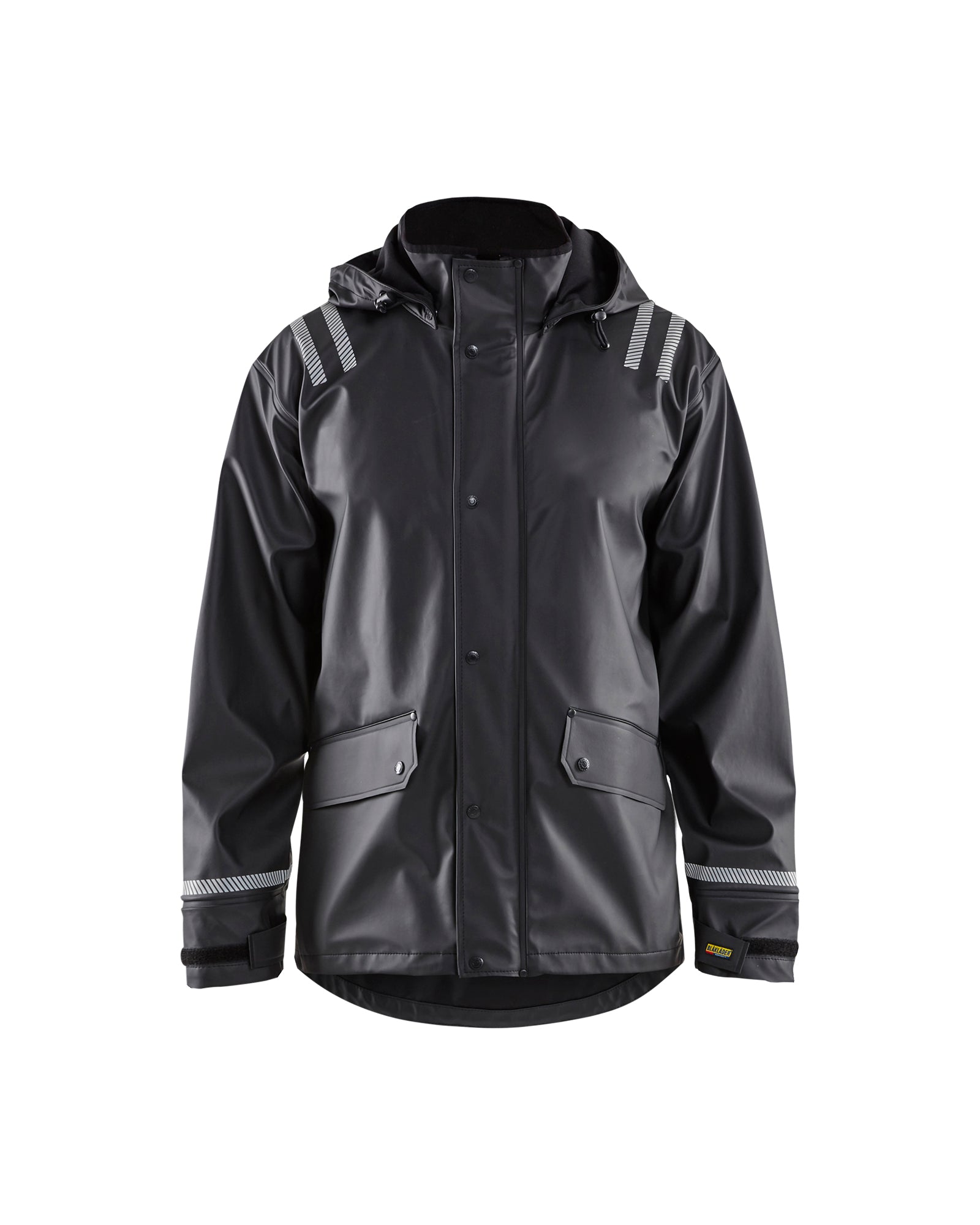 MANTEAU DE PLUIE À CAPUCHE AVEC DÉTAILS RÉFLÉCHISSANTS - Noir