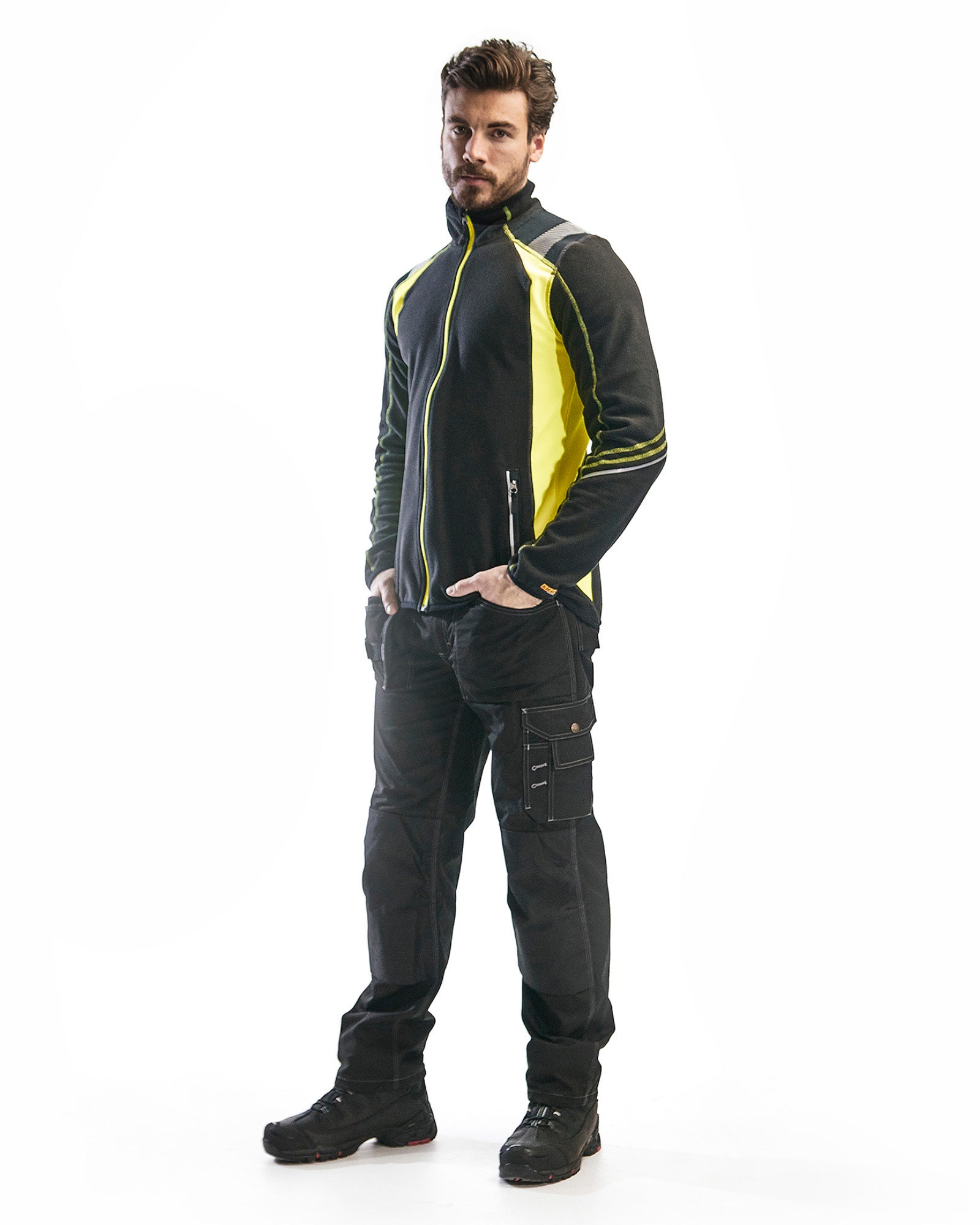 VESTE EN MICROMOLLETON - Noir/Jaune