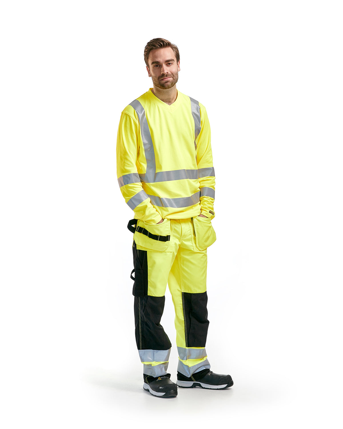 PANTALON DE TRAVAIL HAUTE-VISIBILITÉ - Jaune haute-visibilité/Noir
