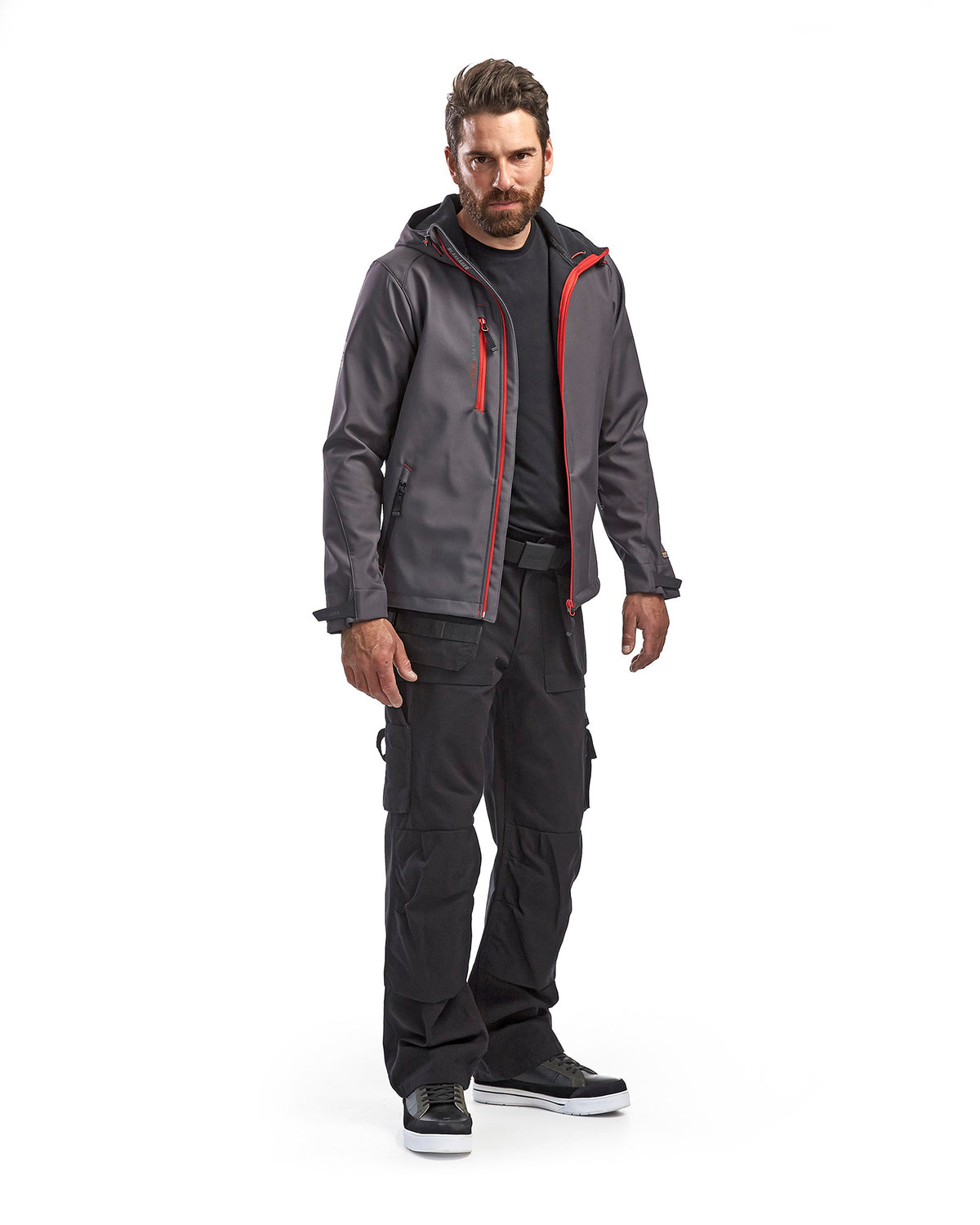 VESTE COQUILLE SOUPLE PRO - Gris foncé/rouge