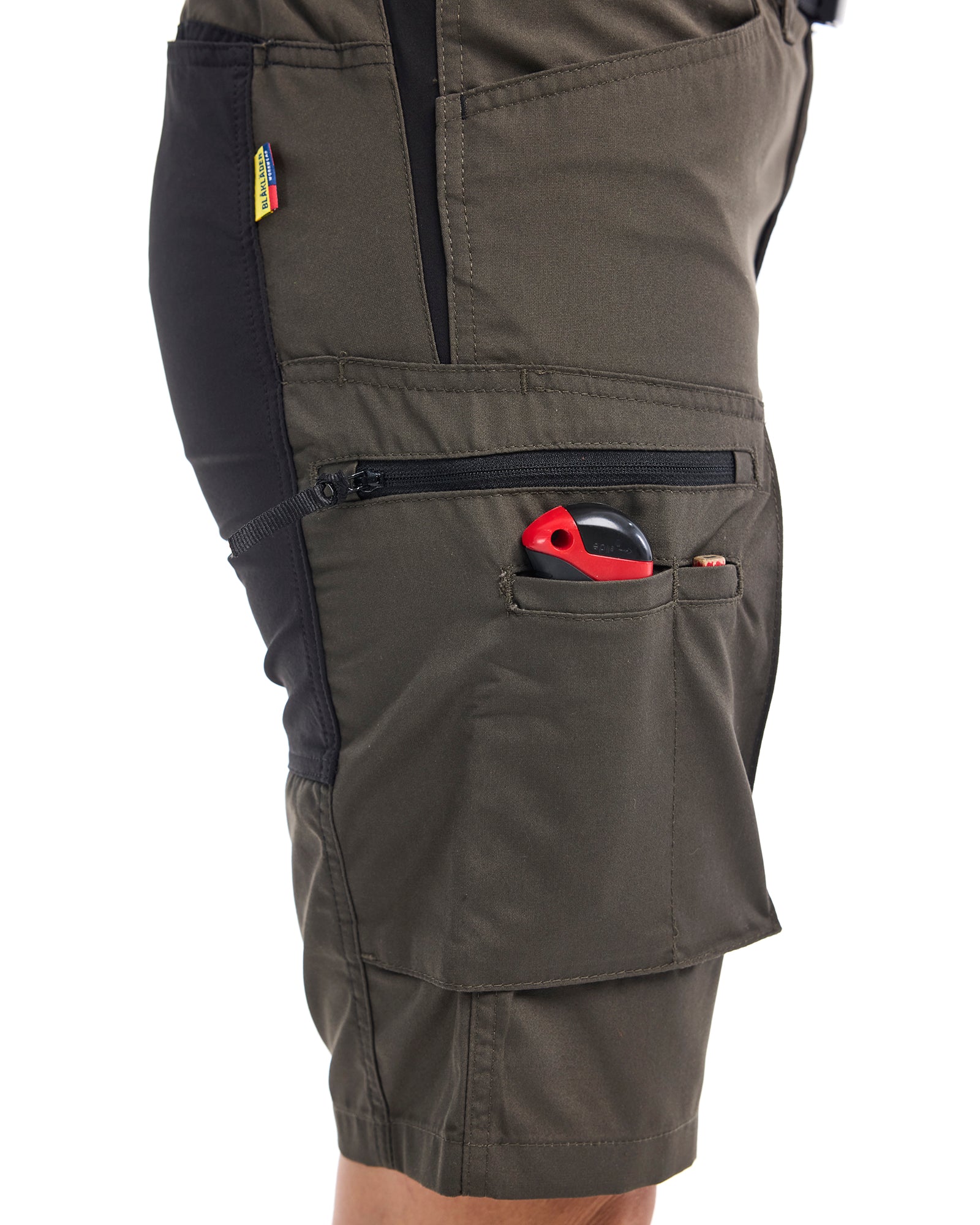 Women's Service Shorts With Stretch - Dark olive green /black