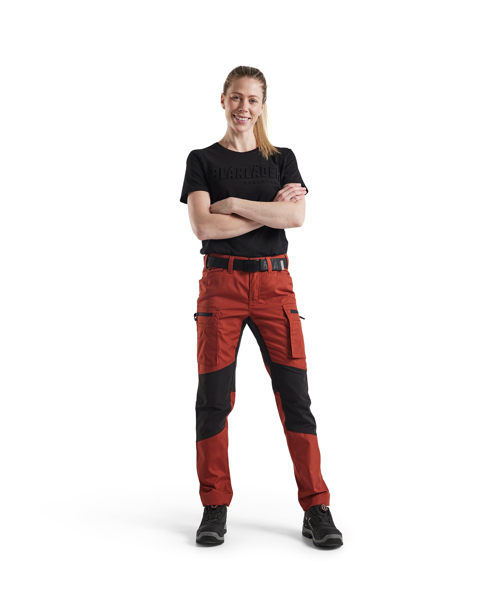 PANTALON DE SERVICE POUR FEMMES - Rouge ardent/Noir