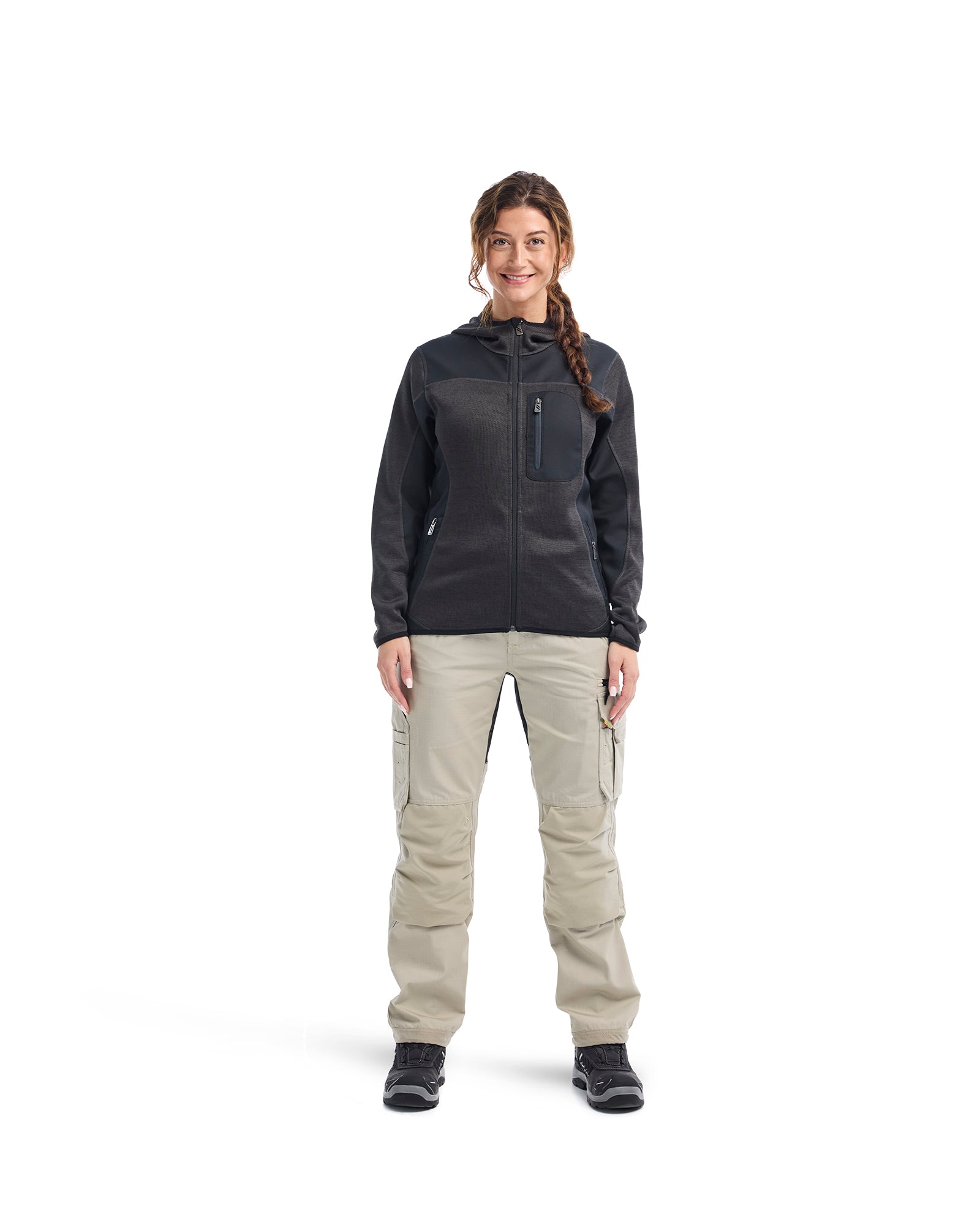 Women's Knitted Jacket - Dark grey/Black