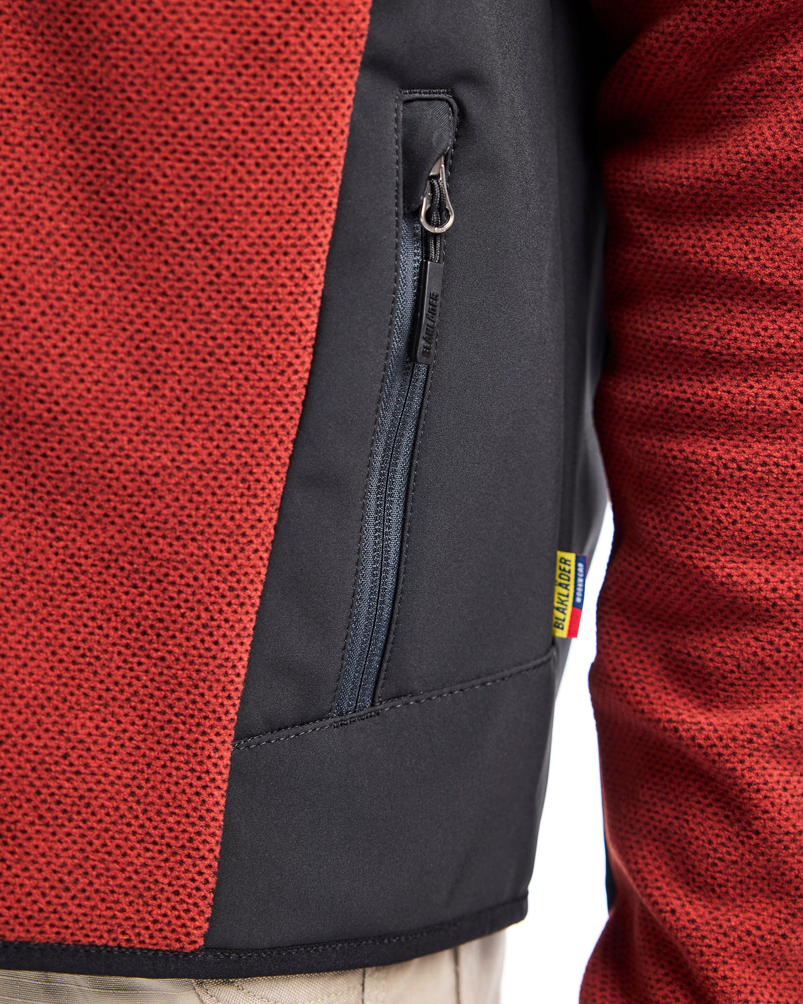 Knitted Fleece Jacket - Burned Red/Black