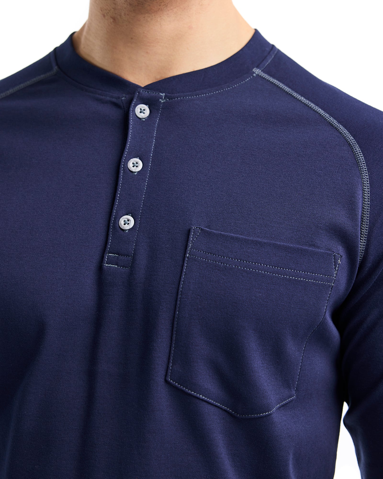 CHANDAIL HENLEY LÉGER RÉSISTANT AUX FLAMMES (9.1cal) - Marine