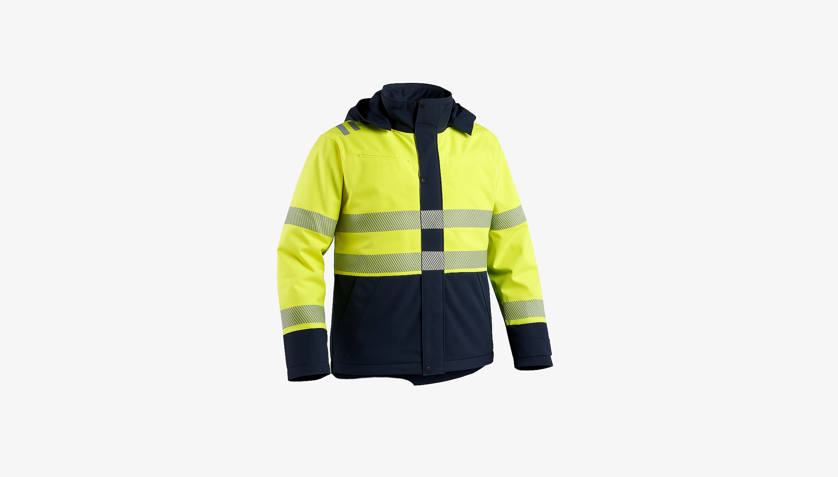 Translation missing: en.Two-tone safety jacket with reflective stripes on a white background