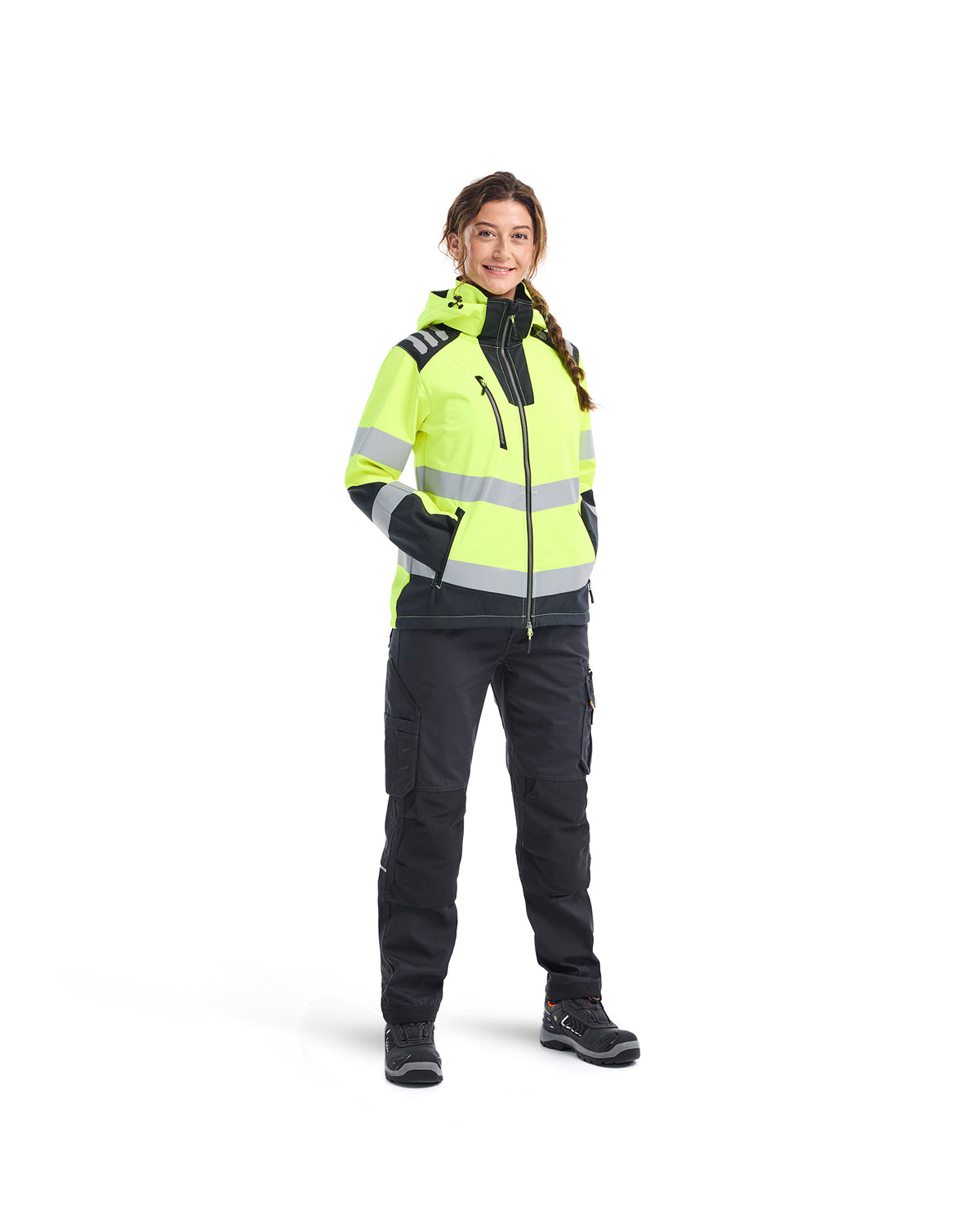 COQUILLE SOUPLE HAUTE-VISIBILITÉ POUR FEMMES - Jaune haute-visibilité/Noir