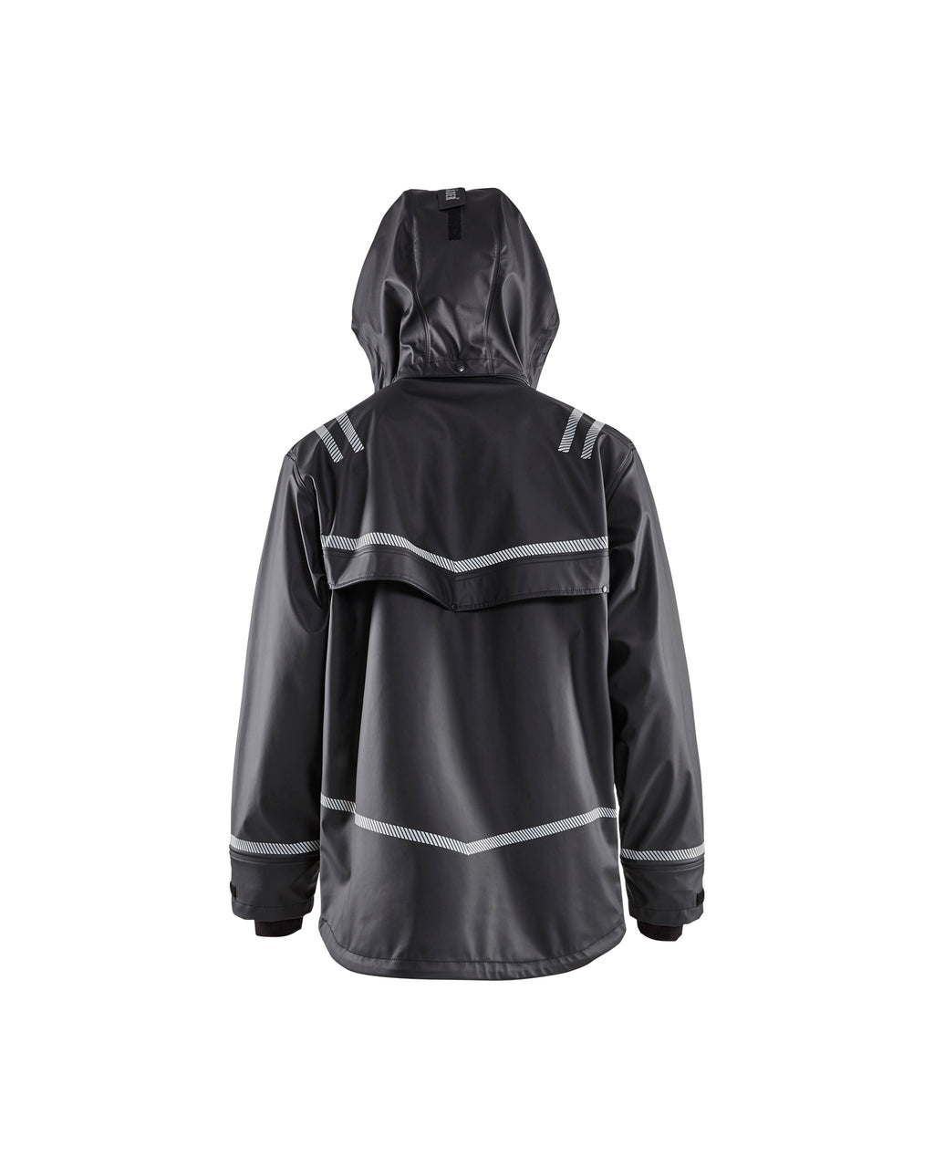 Hooded Rain Jacket with Reflective Details - Black