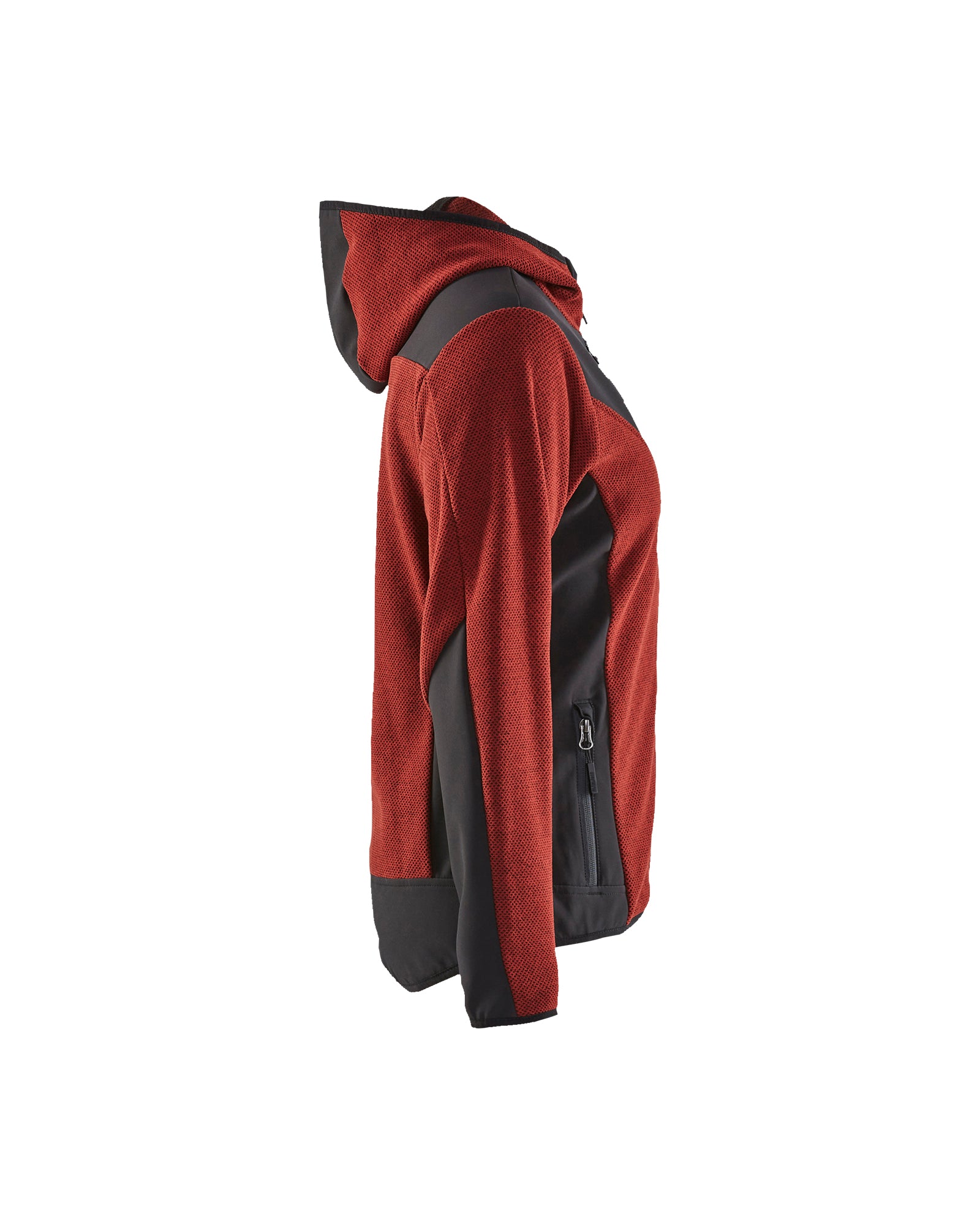 Women's Knitted Fleece Jacket - Burned Red/Black